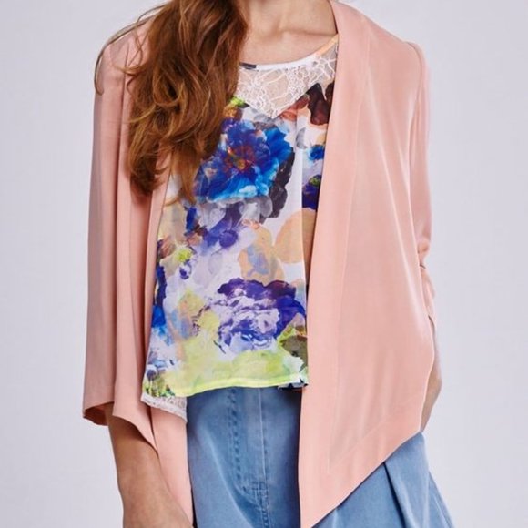 Girls on Film Peach Waterfall Cardigan: Size UK 10 - Picture 1 of 3